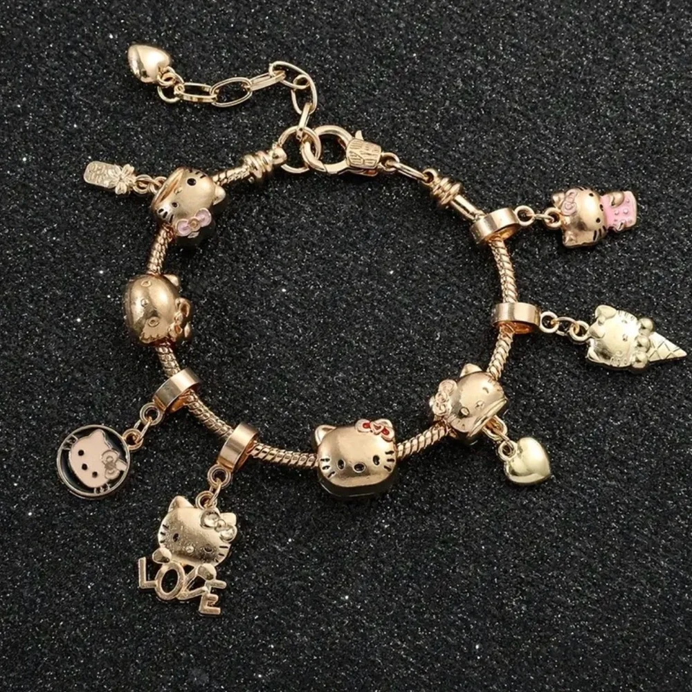 Sanrio Hello Kitty Charms Beaded Bracelet Japanese Anime Kitty Charm Bracelet